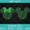 Disney Mickey & Minnie Mouse Icon Green Shamrocks St Patrick's Day Svg, Png, Cricut File Silhouette