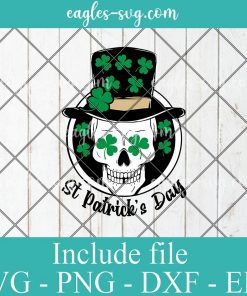 St patrick's day Skull svg - Skull with leprechaun hat Svg, Png, Cricut File Silhouette