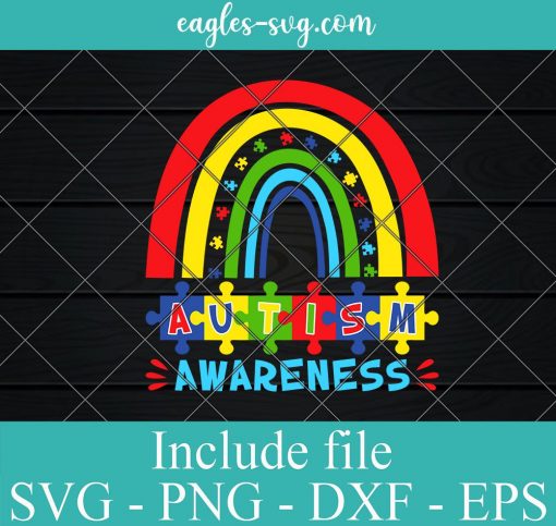 Autism Awareness Rainbow Svg Cricut File Silhouette, Png Sublimation
