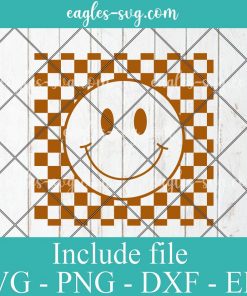 Checkered Pattern Smiley Face Svg Cricut File Silhouette, Png Sublimation