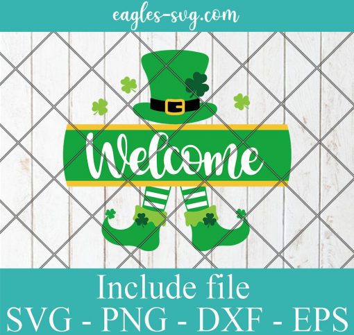 St Patrick Door Hanger SVG, Welcome Sign Svg, Png, Cricut File Silhouette