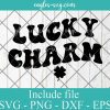 St Patrick's Day Lucky Charm Shamrock Svg Cut File Silhouette, Png, Wavy Letters Svg