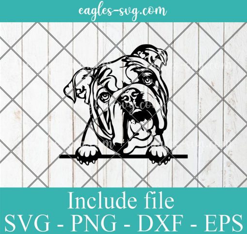 Animal Dog English Bulldog Peeking Svg, Png Printable, Cricut & Silhouette