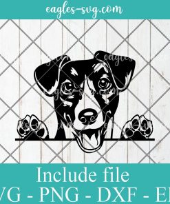 Jack Russel Terrier Peeking Dog Breed Cute Animal SVG PNG Clipart Vector Cricut Cut Cutting File