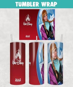 ANNA Walt Disney Princess Tumbler Wrap Templates 20oz Skinny Sublimation Design, PNG File Digital Download