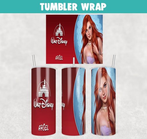 ARIEL Walt Disney Princess Mermaid Tumbler Wrap Templates 20oz Skinny Sublimation Design, PNG File Digital Download