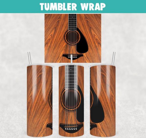 Acoustic Guitar Tumbler Wrap Templates 20oz Skinny Sublimation Design, PNG File Digital Download