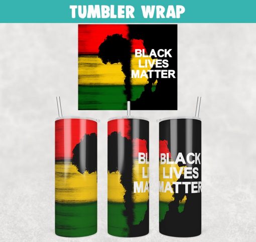 Africa Distressed Paint Strokes BLM Tumbler Wrap Templates 20oz Skinny Sublimation Design, PNG File Digital Download