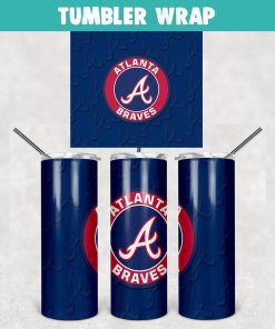 Atlanta Braves Baseball Tumbler Wrap Templates 20oz Skinny Sublimation Design, PNG Digital Download
