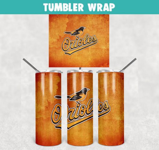 Baltimore Orioles Baseball Tumbler Wrap Templates 20oz Skinny Sublimation Design, PNG Digital Download