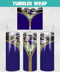 Baltimore Ravens Zipper Football Tumbler Wrap 20 oz Sublimation Design, JPG Digital Download