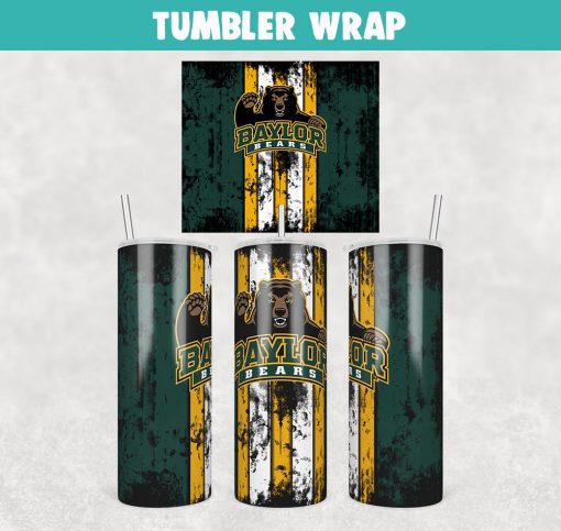 Football Baylor Bears Grunge Tumbler Wrap Templates 20oz Skinny Sublimation Design, JPG Digital Download
