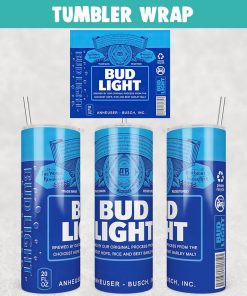 Bud Light Tumbler Wrap Templates 20oz Skinny PNG Sublimation Design, Label Beer Tumbler PNG