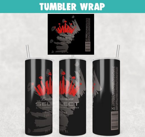 Budweiser Select Beer Can Tumbler Wrap Templates 20oz Skinny PNG Sublimation Design, Label Beer Tumbler PNG