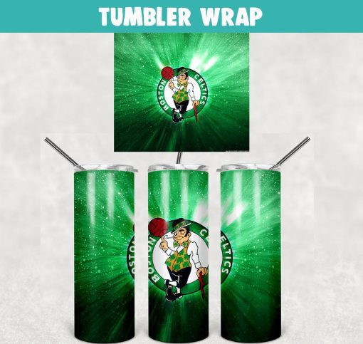 Boston Celtics Basketball Tumbler Wrap Templates 20oz Skinny Sublimation Design, PNG Digital Download