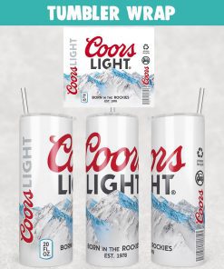 COORS LIGHT Beer Tumbler Wrap Templates 20oz Skinny PNG Sublimation Design, Label Beer Tumbler PNG