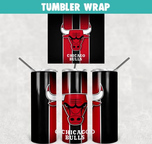 Chicago Bulls Basketball Tumbler Wrap Templates 20oz Skinny Sublimation Design, PNG Digital Download