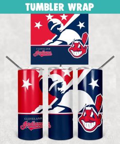 Cleveland Indians Baseball Tumbler Wrap Templates 20oz Skinny Sublimation Design, PNG Digital Download