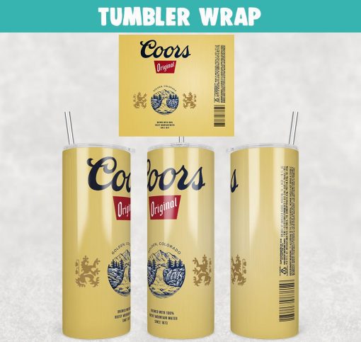 Coors Original Can Beer Tumbler Wrap Templates 20oz Skinny PNG Sublimation Design, Label Beer Tumbler PNG