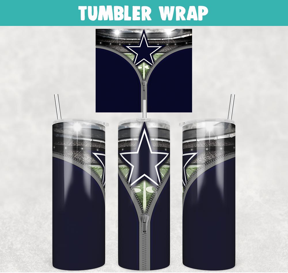 Dallas Cowboys Zipper Football Tumbler Wrap 20 oz Sublimation Design, JPG Digital Download