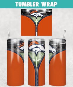 Denver Broncos Zipper Football Tumbler Wrap 20 oz Sublimation Design, JPG Digital Download