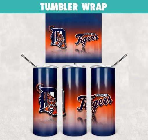 Detroit Tigers Baseball Tumbler Wrap Templates 20oz Skinny Sublimation Design, PNG Digital Download