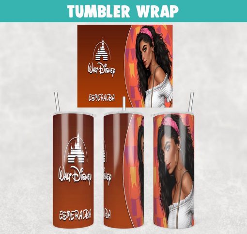 ESMERALDA Walt Disney Princess Tumbler Wrap Templates 20oz Skinny Sublimation Design, PNG File Digital Download
