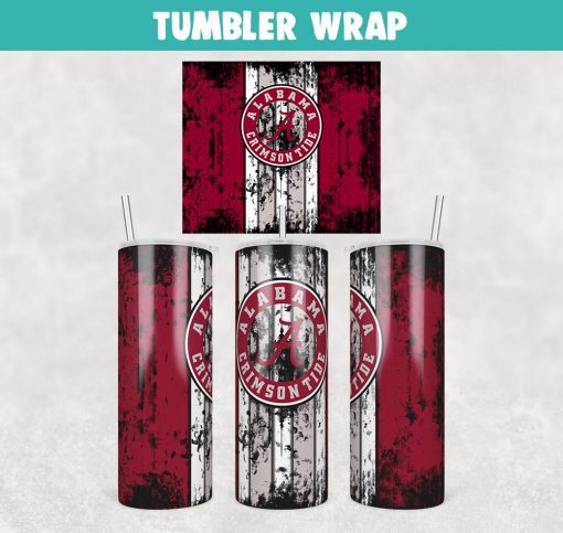 Football Alabama Crimson Tide Grunge Tumbler Wrap Templates 20oz Skinny Sublimation Design, JPG Digital Download