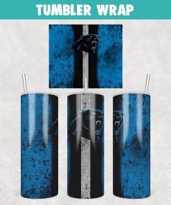 Football Carolina Panthers Grunge Tumbler Wrap Templates 20oz Skinny Sublimation Design, JPG Digital Download