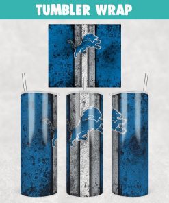 Football Detroit Lions Grunge Tumbler Wrap Templates 20oz Skinny Sublimation Design, JPG Digital Download