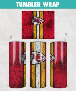 Football Kansas City Chiefs Grunge Tumbler Wrap Templates 20oz Skinny Sublimation Design, JPG Digital Download