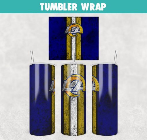 Football Los Angeles Rams Grunge Tumbler Wrap Templates 20oz Skinny Sublimation Design, JPG Digital Download