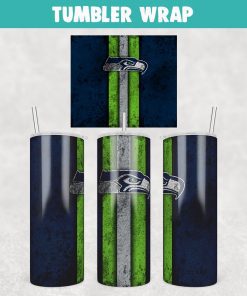 Football Seattle Seahawks Grunge Tumbler Wrap Templates 20oz Skinny Sublimation Design, JPG Digital Download