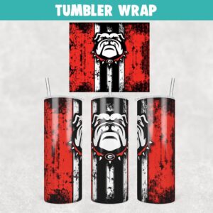 Georgia Bulldogs Grunge Tumbler Wrap Templates 20oz Skinny Sublimation Design, JPG Digital Download