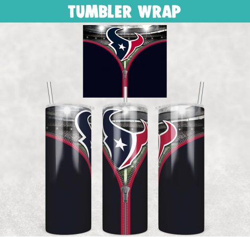 Houston Texans Zipper Football Tumbler Wrap 20 oz Sublimation Design, JPG Digital Download