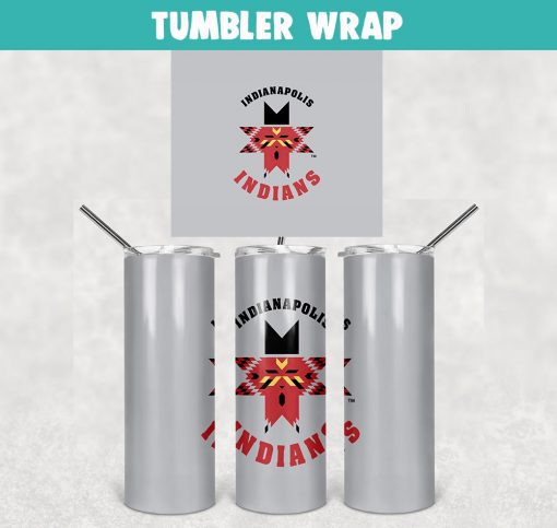 Indianapolis Indians Baseball Tumbler Wrap Templates 20oz Skinny Sublimation Design, PNG Digital Download