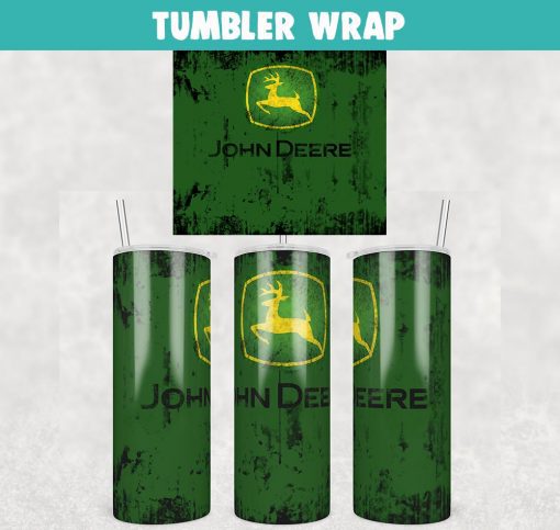 John Deere Vintage Grunge Tool Brands Tumbler Wrap Templates 20oz Skinny Sublimation Design, PNG Digital Download