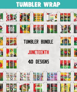 Juneteenth Tumbler Wrap Bundle 20oz Skinny Sublimation Design, PNG File Digital Download