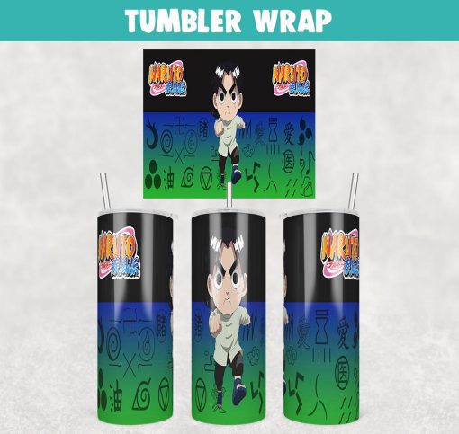 Rock Lee Naruto Anime Tumbler Wrap Templates 20oz Skinny Sublimation Design, PNG File Digital Download