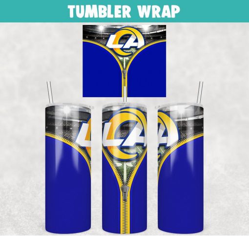 Los Angeles Rams Zipper Football Tumbler Wrap 20 oz Sublimation Design, JPG Digital Download