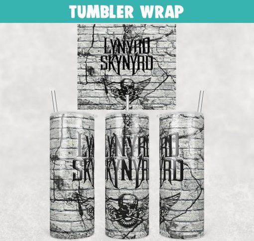 Lynyrd Skynyrd Rock Band Brick Wall Tumbler Wrap Templates 20oz Skinny Sublimation Design, PNG File Digital Download