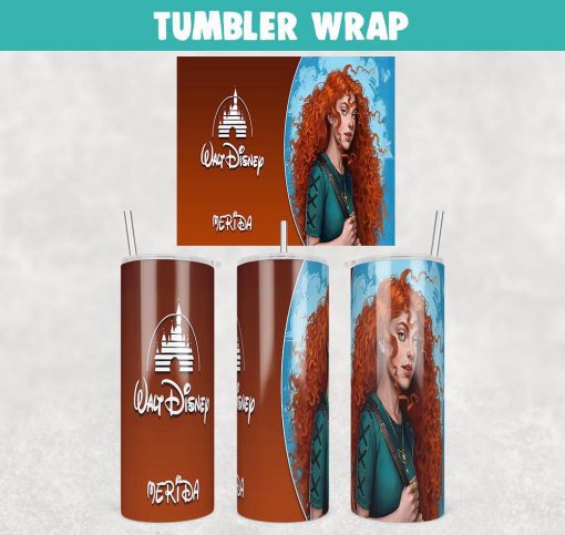 MERIDA Walt Disney Princess Brave Tumbler Wrap Templates 20oz Skinny Sublimation Design, PNG File Digital Download