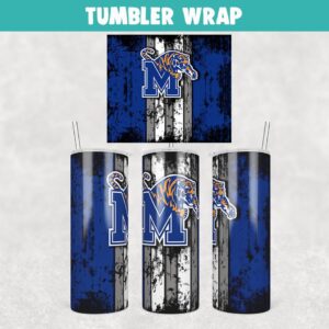 Memphis Tigers Grunge Tumbler Wrap Templates 20oz Skinny Sublimation Design, JPG Digital Download