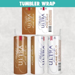 Michelod Ultra Pure Gold Beer Tumbler Wrap Templates 20oz Skinny PNG Sublimation Design, Label Beer Tumbler PNG