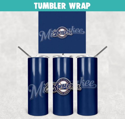 Milwaukee Brewers Baseball Tumbler Wrap Templates 20oz Skinny Sublimation Design, PNG Digital Download