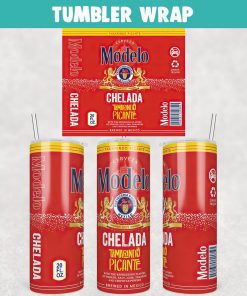 Modelo Chelada Tamarindo Picante Beer Tumbler Wrap Templates 20oz Skinny PNG Sublimation Design, Label Beer Tumbler PNG