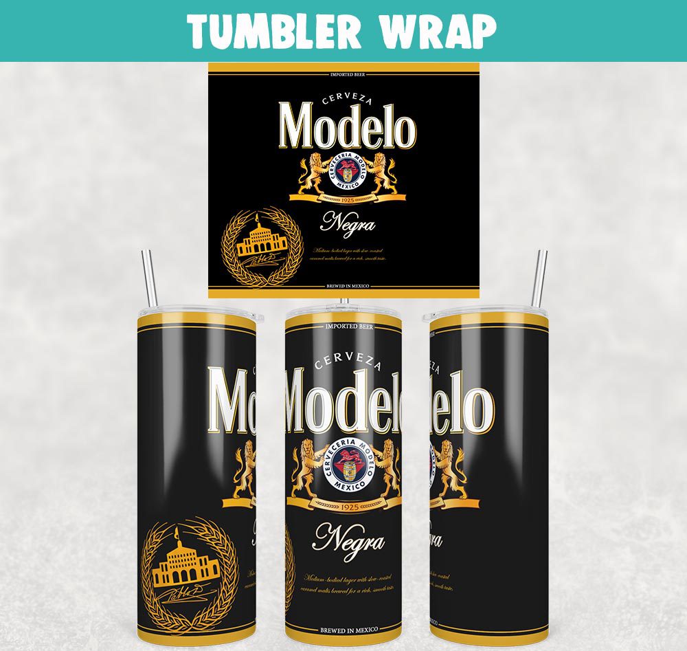 Modelo Negra Beer Tumbler Wrap Templates 20oz Skinny PNG Sublimation Design, Label Beer Tumbler PNG