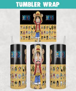 Monkey D Luffy One Piece Anime Tumbler Wrap Templates 20oz Skinny Sublimation Design, PNG File Digital Download