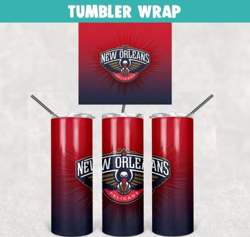 New Orleans Pelicans Basketball Tumbler Wrap Templates 20oz Skinny Sublimation Design, PNG Digital Download