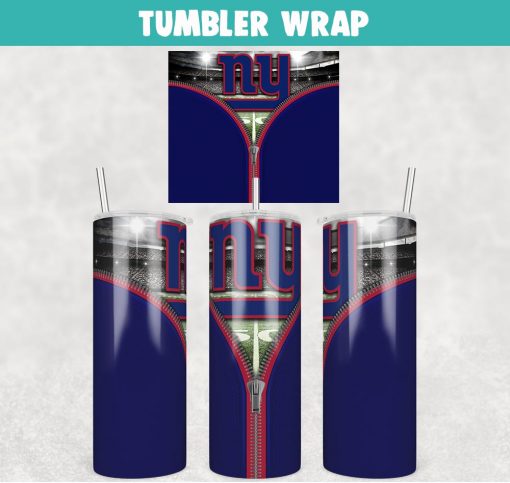 New York Giants ZipperFootball Tumbler Wrap 20 oz Sublimation Design, JPG Digital Download